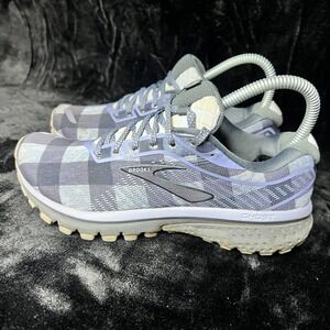 Brooks Ghost 12 1203051B442 Womens US 6 Running Shoes Gray Purple Plaid Sneakers